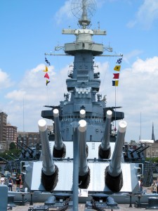 The battleship has about 15,000 tons of steel armor plate that makes up about 42 percent of her weight. The ship could carry almost two million gallons of fuel oil and averaged 166 gallons per mile. The ship moved 32 feet per gallon.
