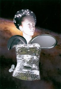 A vision of the Posthuman. The Zodiac Attack, handmade scissor and glue collage, 2009, by Joana Coccarelli.