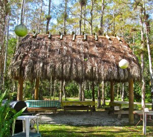 The chickee hut that sits just outside our door.